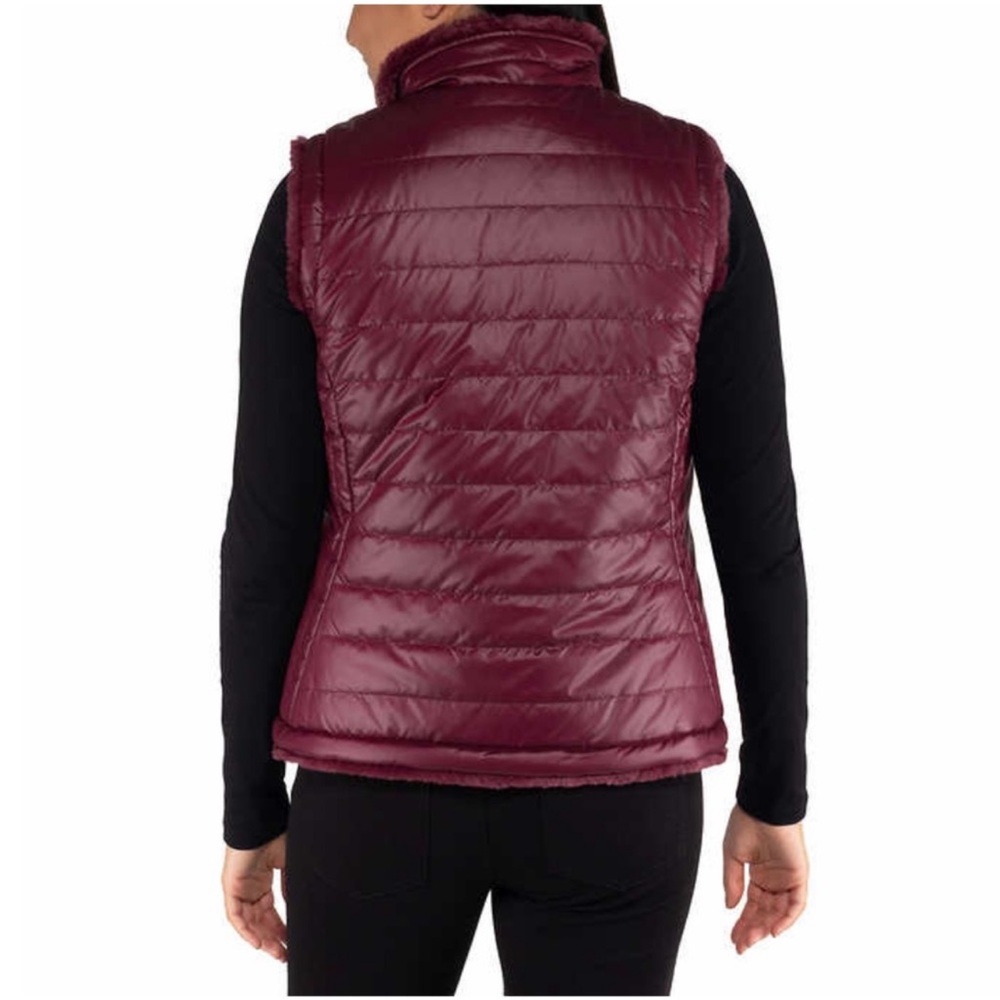 Nicole Miller Ladies Women Reversible Vest - RED WINE - EXTRA SMALL - Picture 5 of 6